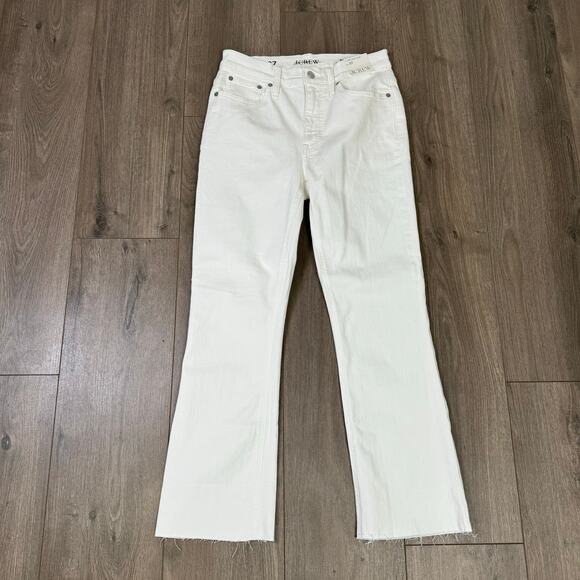 J Crew 9" Demi Boot Crop White Wash Denim Jeans US Women's 27 New - Picture 3 of 10